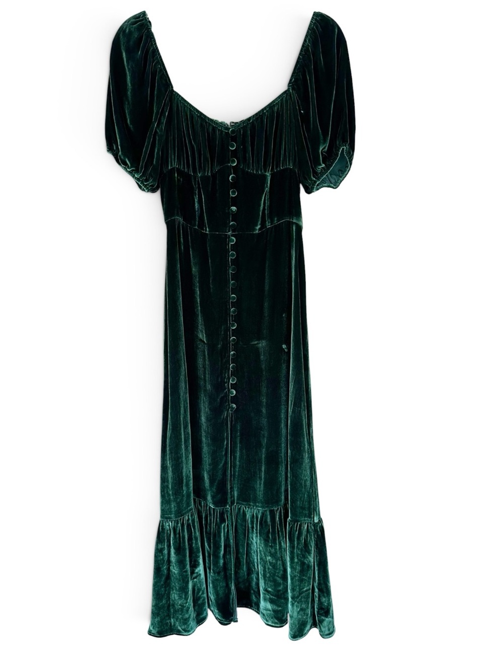 Reformation • Leonie Forest Green Velvet Dress